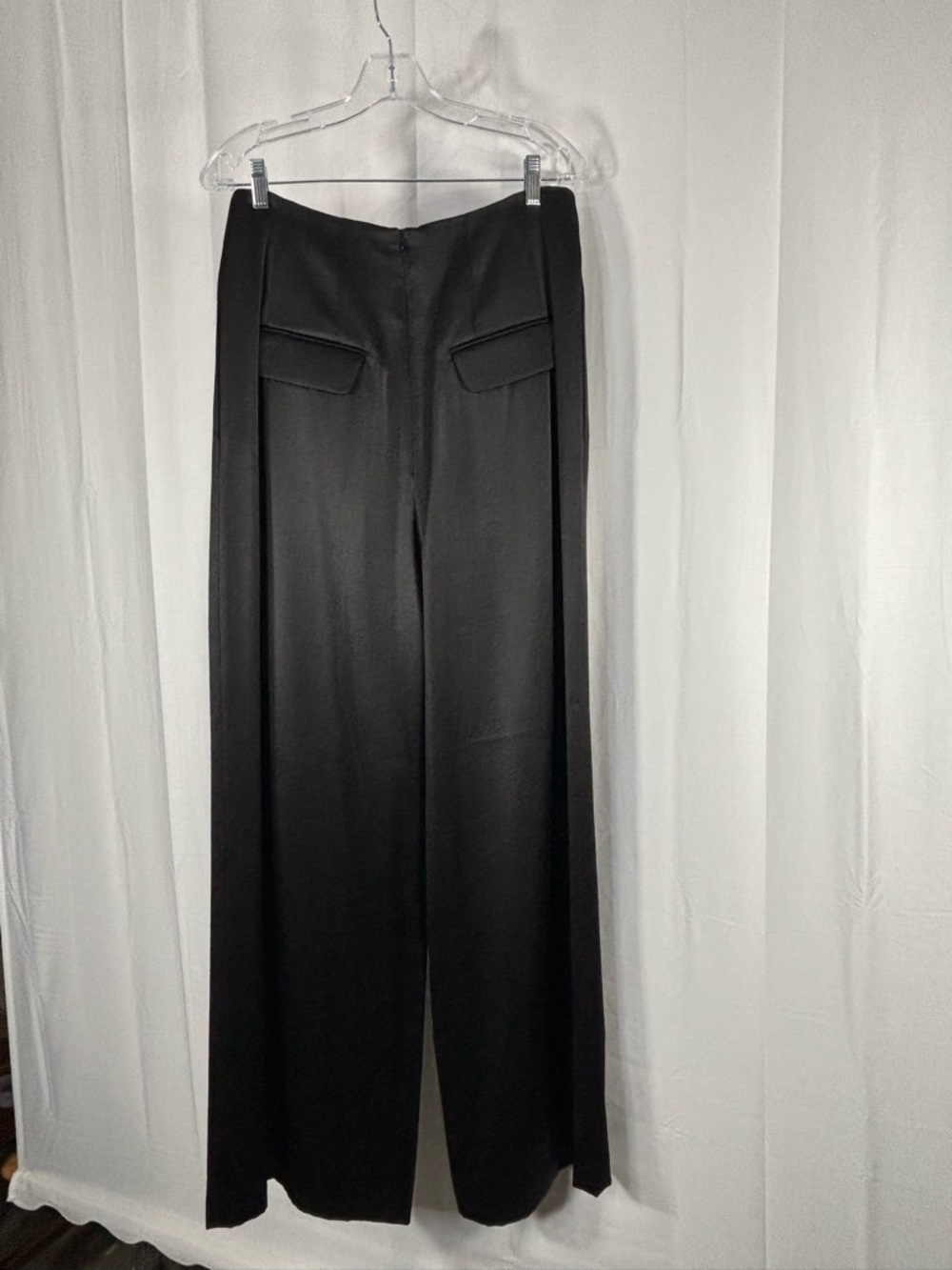 NWT KALLMEYER Madelynn Classic Black Satin Wide Leg Trousers Size 10 - Picture 9 of 10